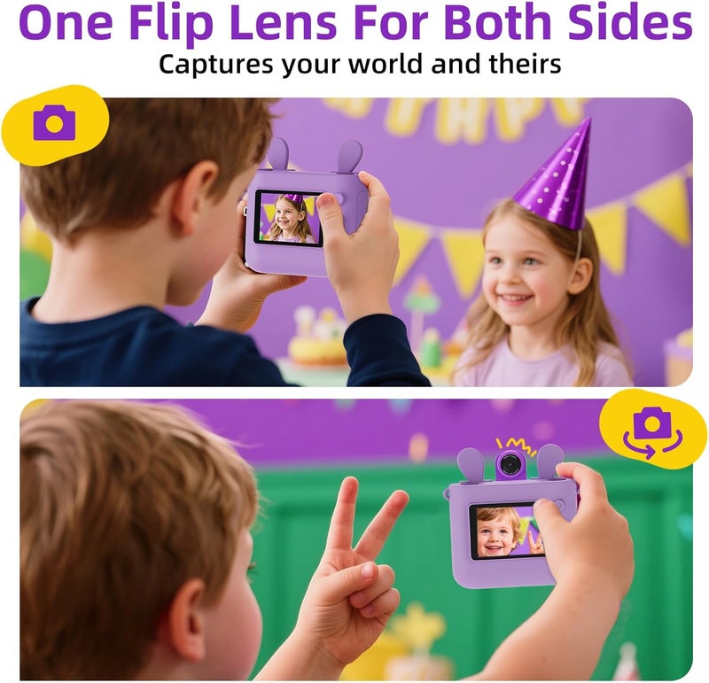 FOUGSTA Kids Instant Print Camera for Boys and Girls 1080P HD Toddler Digital Camera with 3 Rolls Print Paper&32G Card, Christmas Birthday Gift Toys for Age 3-16 Kids Portable Travel Digital Camera Toy - Image 4
